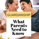 Mother and son with a disability laughing together at a table with a box on top that says Guardianship What parents need to know